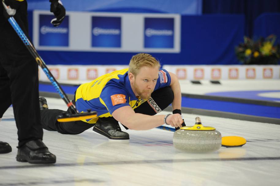 Curling. Ford World Men&#39;s Curling Championship 2017. Canada-Svezia. Lo svedese Niklas Edin. Edmonton, Alberta. (Reuters)